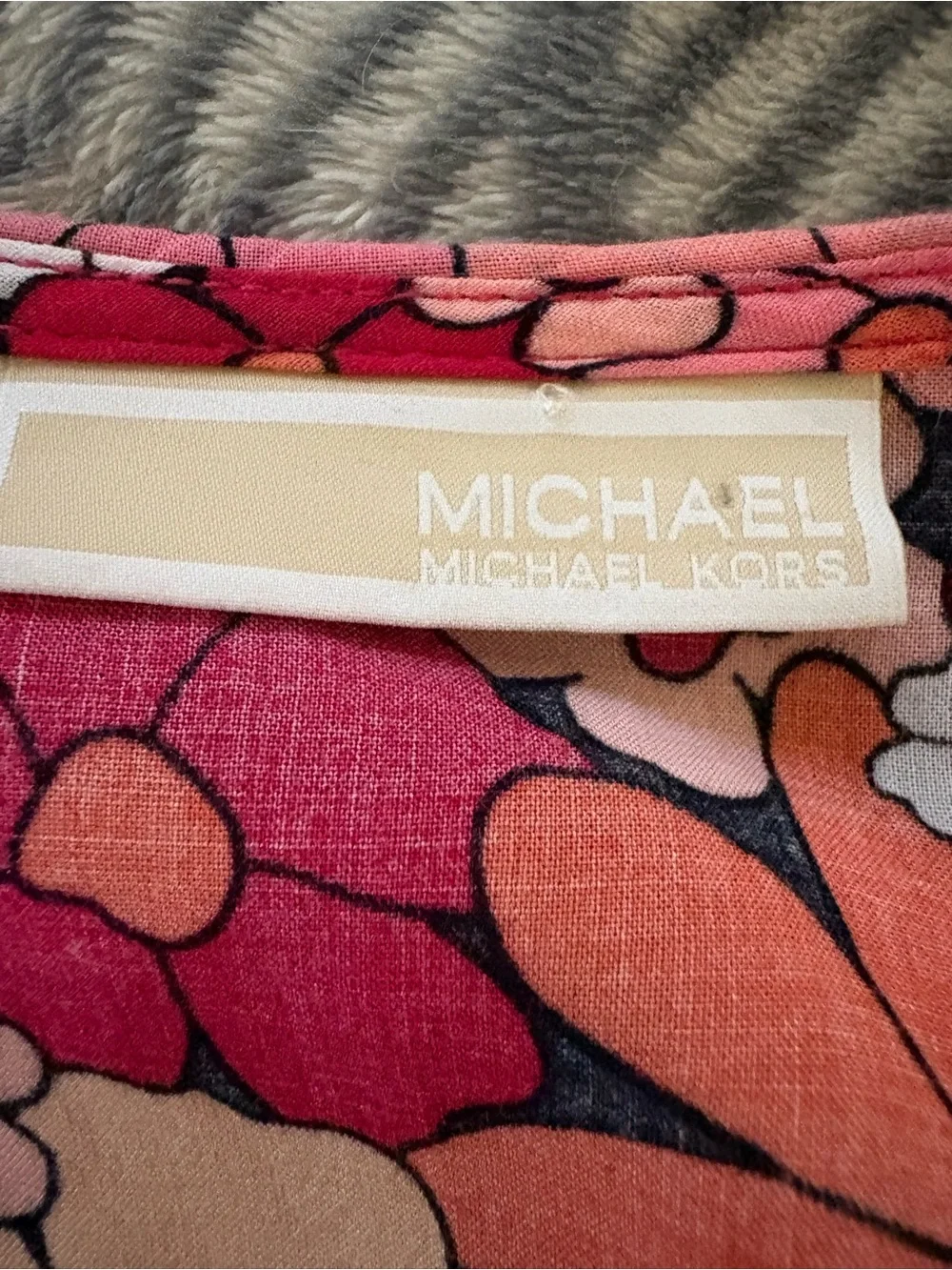 Michael Kors Floral V-Neck Tunic in Coral, Pink & Orange